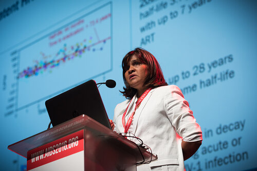 21st International AIDS Conference (AIDS 2016), Durban, South Africa. Photo shows: Plenary Session. What are the key barriers?Addressing the Reservoir: Barriers to a Cure,
Deborah Persaud. Photo©International AIDS Society/Marcus Rose