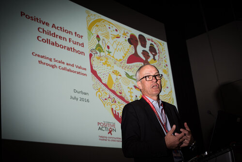 21st International AIDS Conference (AIDS 2016), Durban, South Africa. Photo shows: The Positive Action for Children Fund Collaborathon. Speaker: Dominique Limet. Photo©International AIDS Society/Marcus Rose