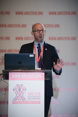 21st International AIDS Conference (AIDS 2016), Durban, South Africa. Photo shows: The Positive Action for Children Fund Collaborathon. Speaker: Owen Ryan. Photo©International AIDS Society/Marcus Rose