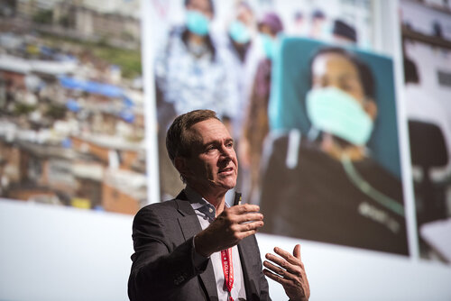 21st International AIDS Conference (AIDS 2016), Durban, South Africa.
Photo shows Trevor Mundel, President of Global Health, Bill and Melinda Gates Foundation, speaking at the TB2016 closing session.
Photo©International AIDS Society/Steve Forrest/Workers' Photos