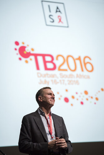 21st International AIDS Conference (AIDS 2016), Durban, South Africa.
Photo shows Trevor Mundel, President of Global Health, Bill and Melinda Gates Foundation, speaking at the TB2016 closing session.
Photo©International AIDS Society/Steve Forrest/Workers' Photos