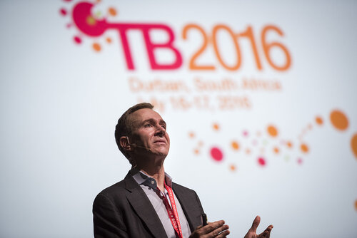 21st International AIDS Conference (AIDS 2016), Durban, South Africa.
Photo shows Trevor Mundel, President of Global Health, Bill and Melinda Gates Foundation, speaking at the TB2016 closing session.
Photo©International AIDS Society/Steve Forrest/Workers' Photos