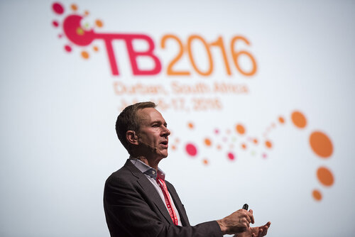 21st International AIDS Conference (AIDS 2016), Durban, South Africa.
Photo shows Trevor Mundel, President of Global Health, Bill and Melinda Gates Foundation, speaking at the TB2016 closing session.
Photo©International AIDS Society/Steve Forrest/Workers' Photos