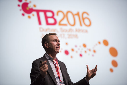 21st International AIDS Conference (AIDS 2016), Durban, South Africa.
Photo shows Trevor Mundel, President of Global Health, Bill and Melinda Gates Foundation, speaking at the TB2016 closing session.
Photo©International AIDS Society/Steve Forrest/Workers' Photos