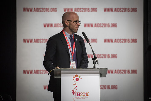 21st International AIDS Conference (AIDS 2016), Durban, South Africa.
Photo shows Owen Ryan, Executive Director of the IAS, speaking at the TB2016 session.
Photo©International AIDS Society/Steve Forrest/Workers' Photos