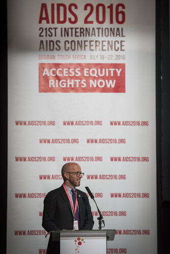 21st International AIDS Conference (AIDS 2016), Durban, South Africa.
Photo shows Owen Ryan, Executive Director of the IAS, speaking at the TB2016 session.
Photo©International AIDS Society/Steve Forrest/Workers' Photos