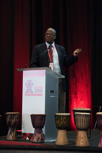 21st International AIDS Conference (AIDS 2016), Durban, South Africa. Photo shows: In Our Voice: Positive Stories! Positive Teens! Positive Lives! Speaker: Mogomotsi Matshaba. Photo©International AIDS Society/Marcus Rose