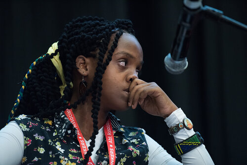 21st International AIDS Conference (AIDS 2016), Durban, South Africa. Photo shows: In Our Voice: Positive Stories! Positive Teens! Positive Lives! Speaker: Mariam Kahabi. Photo©International AIDS Society/Marcus Rose