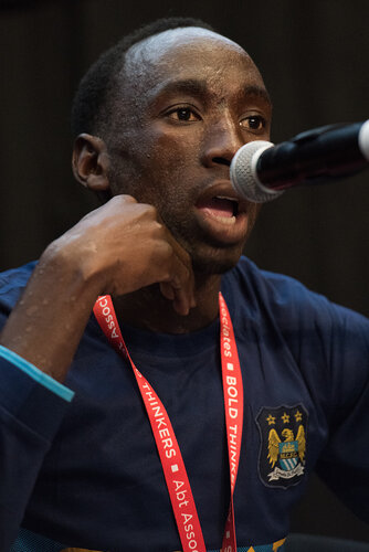 21st International AIDS Conference (AIDS 2016), Durban, South Africa. Photo shows: In Our Voice: Positive Stories! Positive Teens! Positive Lives! Speaker: Fredy Mwakanyamale. Photo©International AIDS Society/Marcus Rose