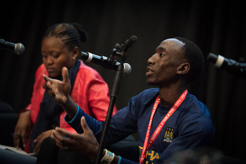 21st International AIDS Conference (AIDS 2016), Durban, South Africa. Photo shows: In Our Voice: Positive Stories! Positive Teens! Positive Lives! Speaker: Fredy Mwakanyamale. Photo©International AIDS Society/Marcus Rose
