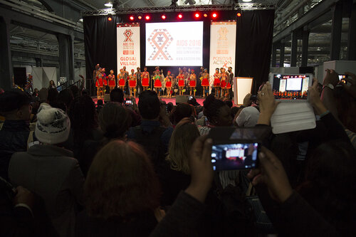 21st International AIDS Conference (AIDS 2016), Durban, South Africa.
Photo shows the Global Village Main Stage. Music Performance: The Return of King Shaka to the Modern Day South Africa (MOCA01) on the Global Village Main Stage, 18 July, 2016.
Photo©International AIDS Society/Rogan Ward)