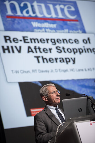 21st International AIDS Conference (AIDS 2016), Durban, South Africa.
Photo shows Anthony Fauci, National Institutes of Health (NIH), United States, speaking at the Towards A Cure Symposium session.
Photo©International AIDS Society/Steve Forrest/Workers' Photos