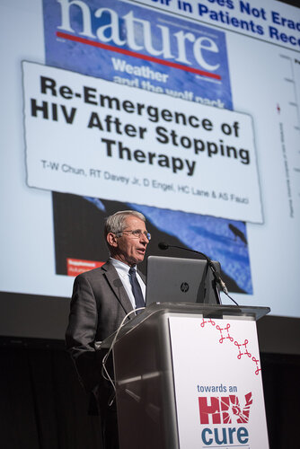 21st International AIDS Conference (AIDS 2016), Durban, South Africa.
Photo shows Anthony Fauci, National Institutes of Health (NIH), United States, speaking at the Towards A Cure Symposium session.
Photo©International AIDS Society/Steve Forrest/Workers' Photos