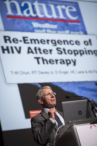 21st International AIDS Conference (AIDS 2016), Durban, South Africa.
Photo shows Anthony Fauci, National Institutes of Health (NIH), United States, speaking at the Towards A Cure Symposium session.
Photo©International AIDS Society/Steve Forrest/Workers' Photos