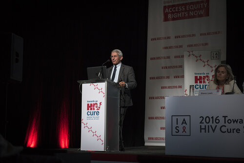 21st International AIDS Conference (AIDS 2016), Durban, South Africa.
Photo shows Anthony Fauci, National Institutes of Health (NIH), United States, speaking at the Towards A Cure Symposium session.
Photo©International AIDS Society/Steve Forrest/Workers' Photos