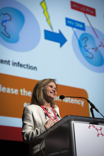 21st International AIDS Conference (AIDS 2016), Durban, South Africa.
Photo shows Sharon Lewin speaking at the Towards a HIV Cure: Engaging the Community.
Photo©International AIDS Society/Steve Forrest/Workers' Photos