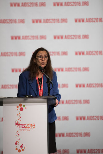 21st International AIDS Conference (AIDS 2016), Durban, South Africa.
Photo shows: TB2016 - Plenaries and Breakouts.  Chair: Valerie Mizrahi, University of Cape Town. Photo©International AIDS Society/Marcus Rose