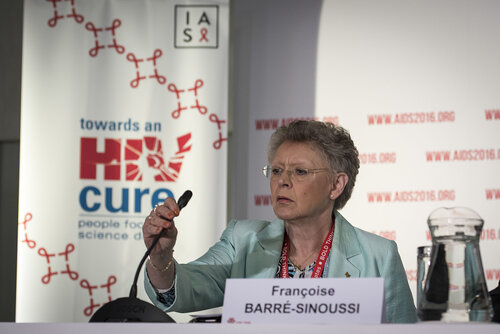 21st International AIDS Conference (AIDS 2016), Durban, South Africa.
Photo shows Françoise Barré-Sinoussi, Institut Pasteur, France, speaking at the Towards an HIV Cure Press Conference.
Photo©International AIDS Society/Steve Forrest/Workers' Photos