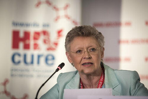 21st International AIDS Conference (AIDS 2016), Durban, South Africa.
Photo shows Françoise Barré-Sinoussi, Institut Pasteur, France, speaking at the Towards an HIV Cure Press Conference.
Photo©International AIDS Society/Steve Forrest/Workers' Photos