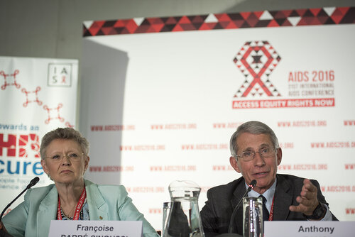 21st International AIDS Conference (AIDS 2016), Durban, South Africa.
Photo shows Françoise Barré-Sinoussi, Institut Pasteur, France, speaking at the Towards an HIV Cure Press Conference.
Photo©International AIDS Society/Steve Forrest/Workers' Photos