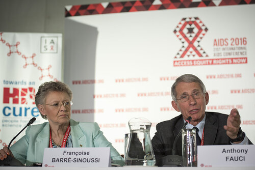 21st International AIDS Conference (AIDS 2016), Durban, South Africa.
Photo shows Françoise Barré-Sinoussi, Institut Pasteur, France, speaking at the Towards an HIV Cure Press Conference.
Photo©International AIDS Society/Steve Forrest/Workers' Photos