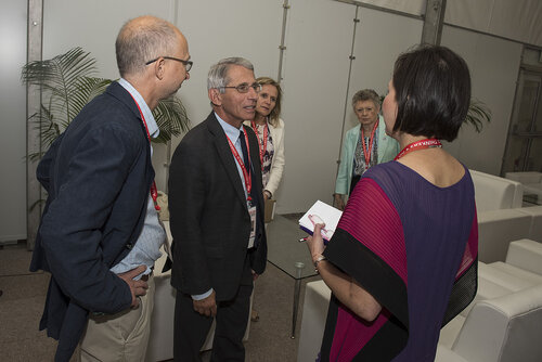 21st International AIDS Conference (AIDS 2016), Durban, South Africa.
Photo shows backstage at the Towards an HIV Cure Press Conference.
Photo©International AIDS Society/Steve Forrest/Workers' Photos