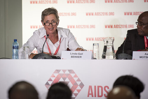 21st International AIDS Conference (AIDS 2016), Durban, South Africa.
Photo shows Linda-Gail Bekker, from the Desmond Tutu HIV Centre speaking at the TB2016 Press Conference.
Photo©International AIDS Society/Steve Forrest/Workers' Photos