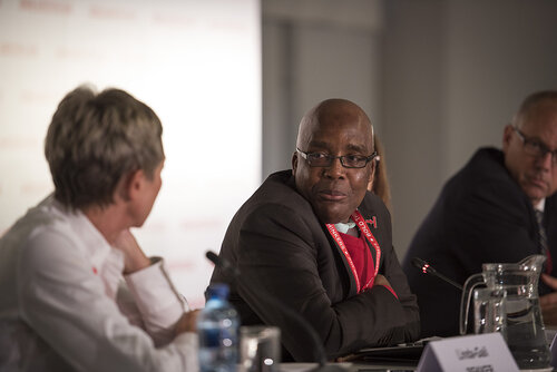 21st International AIDS Conference (AIDS 2016), Durban, South Africa.
Photo shows Aaron Motsoaledi Minister of Health (South Africa), speaking at the TB2016 Press Conference.
Photo©International AIDS Society/Steve Forrest/Workers' Photos