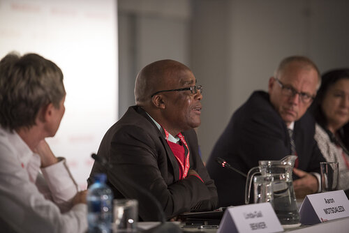 21st International AIDS Conference (AIDS 2016), Durban, South Africa.
Photo shows Aaron Motsoaledi Minister of Health (South Africa), speaking at the TB2016 Press Conference.
Photo©International AIDS Society/Steve Forrest/Workers' Photos