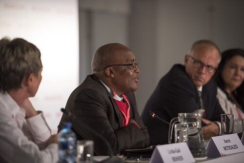 21st International AIDS Conference (AIDS 2016), Durban, South Africa.
Photo shows Aaron Motsoaledi Minister of Health (South Africa), speaking at the TB2016 Press Conference.
Photo©International AIDS Society/Steve Forrest/Workers' Photos