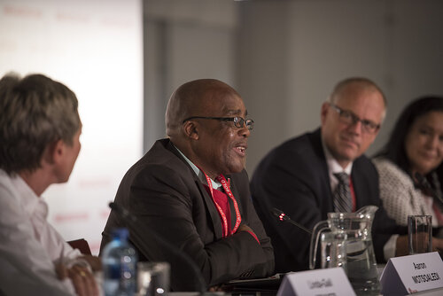 21st International AIDS Conference (AIDS 2016), Durban, South Africa.
Photo shows Aaron Motsoaledi Minister of Health (South Africa), speaking at the TB2016 Press Conference.
Photo©International AIDS Society/Steve Forrest/Workers' Photos