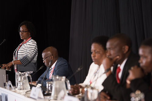 21st International AIDS Conference (AIDS 2016), Durban, South Africa. Photo shows: Nursing 2016. Agnes Waudo, ARC Secretariat, Kenya and panel. Photo©International AIDS Society/Marcus Rose