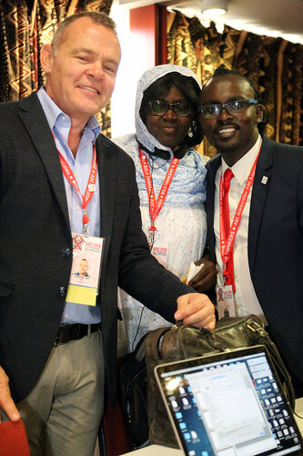 21st International AIDS Conference (AIDS 2016), Durban, South Africa.
Plenary Chair : Prudence Mabele
The Positive Leadership Summit  - Room M22
Shaun Mellors, Fatimata Ball and James Gathatwa
Photo©International AIDS Society/Abhi Indrarajan