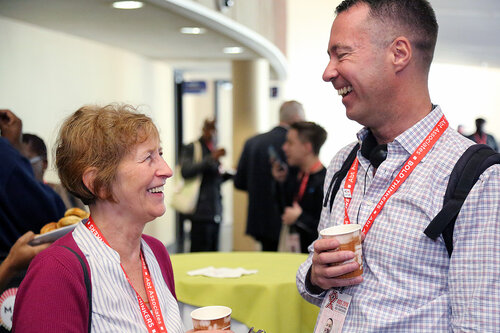 21st International AIDS Conference (AIDS 2016), Durban, South Africa.
Vivienne Kernohan and Andrew Seale
The Positive Leadership Summit  - Outside Room M22 at Tea Break
Photo©International AIDS Society/Abhi Indrarajan