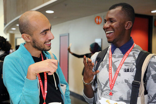 21st International AIDS Conference (AIDS 2016), Durban, South Africa.
Ahmed Awadalla and Ekene Odigew
The Positive Leadership Summit  - Outside Room M22 at Tea Break
Photo©International AIDS Society/Abhi Indrarajan