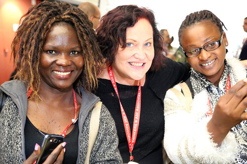 21st International AIDS Conference (AIDS 2016), Durban, South Africa.
Irene Amach, Michele Delaforce, Leonard Pastory
The Positive Leadership Summit  - Outside Room M22 at Tea Break
Photo©International AIDS Society/Abhi Indrarajan