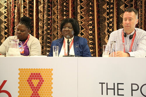 21st International AIDS Conference (AIDS 2016), Durban, South Africa.
Lillian Mworeko, Annie Banda and Andrew Seale
The Positive Leadership Summit  - Breakout Sessions Room MR22
Photo©International AIDS Society/Abhi Indrarajan