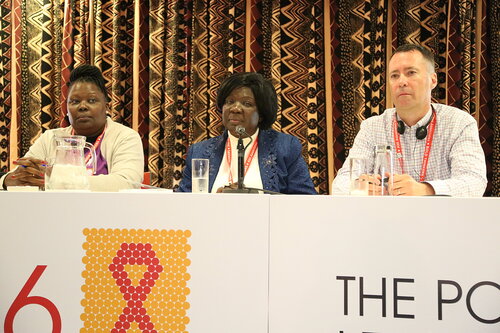 21st International AIDS Conference (AIDS 2016), Durban, South Africa.
Lillian Mworeko, Annie Banda and Andrew Seale
The Positive Leadership Summit  - Breakout Sessions Room MR22
Photo©International AIDS Society/Abhi Indrarajan
