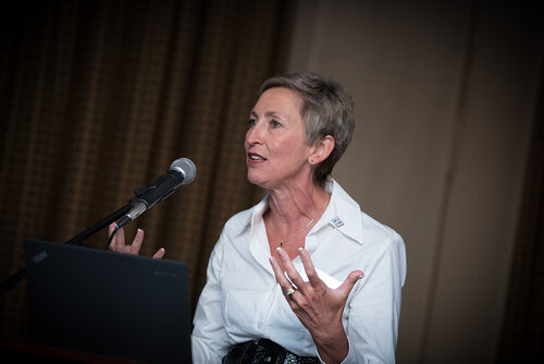 21st International AIDS Conference (AIDS 2016), Durban, South Africa. Photo shows: ILF/CIPHER Thematic Roundtable on Paediatric ARVs. Speaker: Linda-Gail Bekker. Photo©International AIDS Society/Marcus Rose