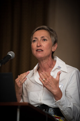 21st International AIDS Conference (AIDS 2016), Durban, South Africa. Photo shows: ILF/CIPHER Thematic Roundtable on Paediatric ARVs. Speaker: Linda-Gail Bekker. Photo©International AIDS Society/Marcus Rose
