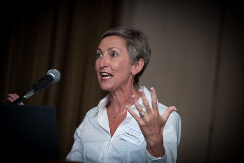 21st International AIDS Conference (AIDS 2016), Durban, South Africa. Photo shows: ILF/CIPHER Thematic Roundtable on Paediatric ARVs. Speaker: Linda-Gail Bekker. Photo©International AIDS Society/Marcus Rose