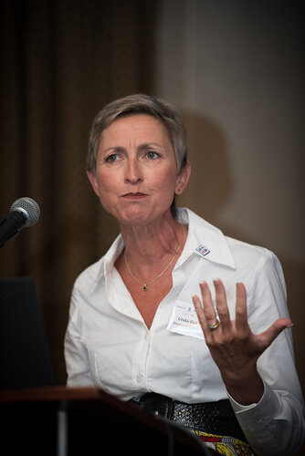 21st International AIDS Conference (AIDS 2016), Durban, South Africa. Photo shows: ILF/CIPHER Thematic Roundtable on Paediatric ARVs. Speaker: Linda-Gail Bekker. Photo©International AIDS Society/Marcus Rose