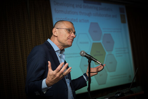 21st International AIDS Conference (AIDS 2016), Durban, South Africa. Photo shows: ILF/CIPHER Thematic Roundtable on Paediatric ARVs. Speaker: Himschall Gottfried. Photo©International AIDS Society/Marcus Rose