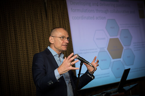 21st International AIDS Conference (AIDS 2016), Durban, South Africa. Photo shows: ILF/CIPHER Thematic Roundtable on Paediatric ARVs. Speaker: Himschall Gottfried. Photo©International AIDS Society/Marcus Rose