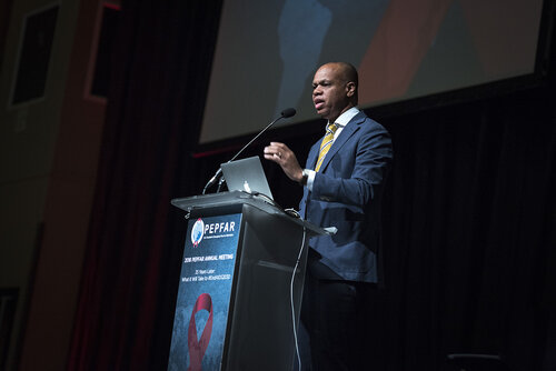 21st International AIDS Conference (AIDS 2016), Durban, South Africa.
Photo shows Patrick Gaspard, U.S. Ambassador to the Republic of South Africa speaking at the PEPFAR Annual Meeting.
Photo©International AIDS Society/Steve Forrest/Workers' Photos