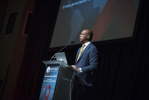 21st International AIDS Conference (AIDS 2016), Durban, South Africa.
Photo shows Patrick Gaspard, U.S. Ambassador to the Republic of South Africa speaking at the PEPFAR Annual Meeting.
Photo©International AIDS Society/Steve Forrest/Workers' Photos