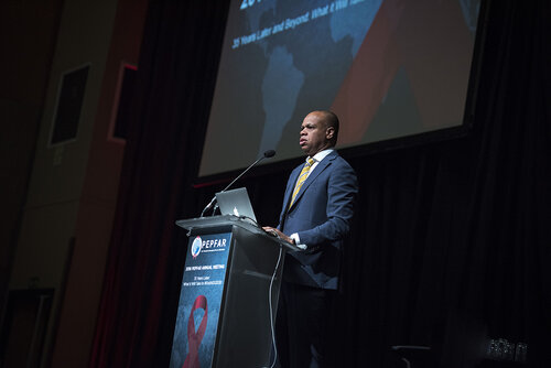 21st International AIDS Conference (AIDS 2016), Durban, South Africa.
Photo shows Patrick Gaspard, U.S. Ambassador to the Republic of South Africa speaking at the PEPFAR Annual Meeting.
Photo©International AIDS Society/Steve Forrest/Workers' Photos