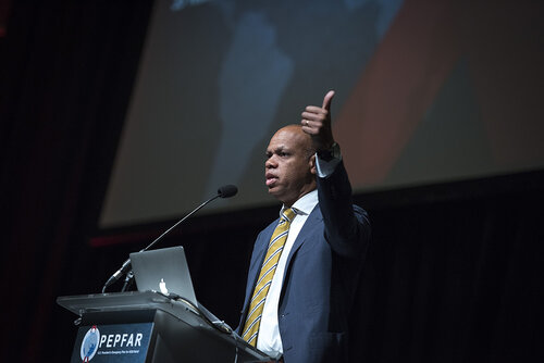 21st International AIDS Conference (AIDS 2016), Durban, South Africa.
Photo shows Patrick Gaspard, U.S. Ambassador to the Republic of South Africa speaking at the PEPFAR Annual Meeting.
Photo©International AIDS Society/Steve Forrest/Workers' Photos