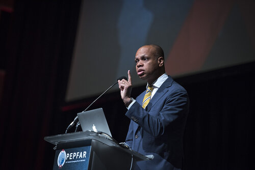 21st International AIDS Conference (AIDS 2016), Durban, South Africa.
Photo shows Patrick Gaspard, U.S. Ambassador to the Republic of South Africa speaking at the PEPFAR Annual Meeting.
Photo©International AIDS Society/Steve Forrest/Workers' Photos