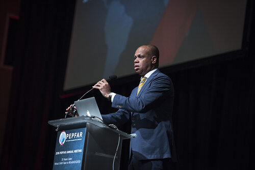 21st International AIDS Conference (AIDS 2016), Durban, South Africa.
Photo shows Patrick Gaspard, U.S. Ambassador to the Republic of South Africa speaking at the PEPFAR Annual Meeting.
Photo©International AIDS Society/Steve Forrest/Workers' Photos